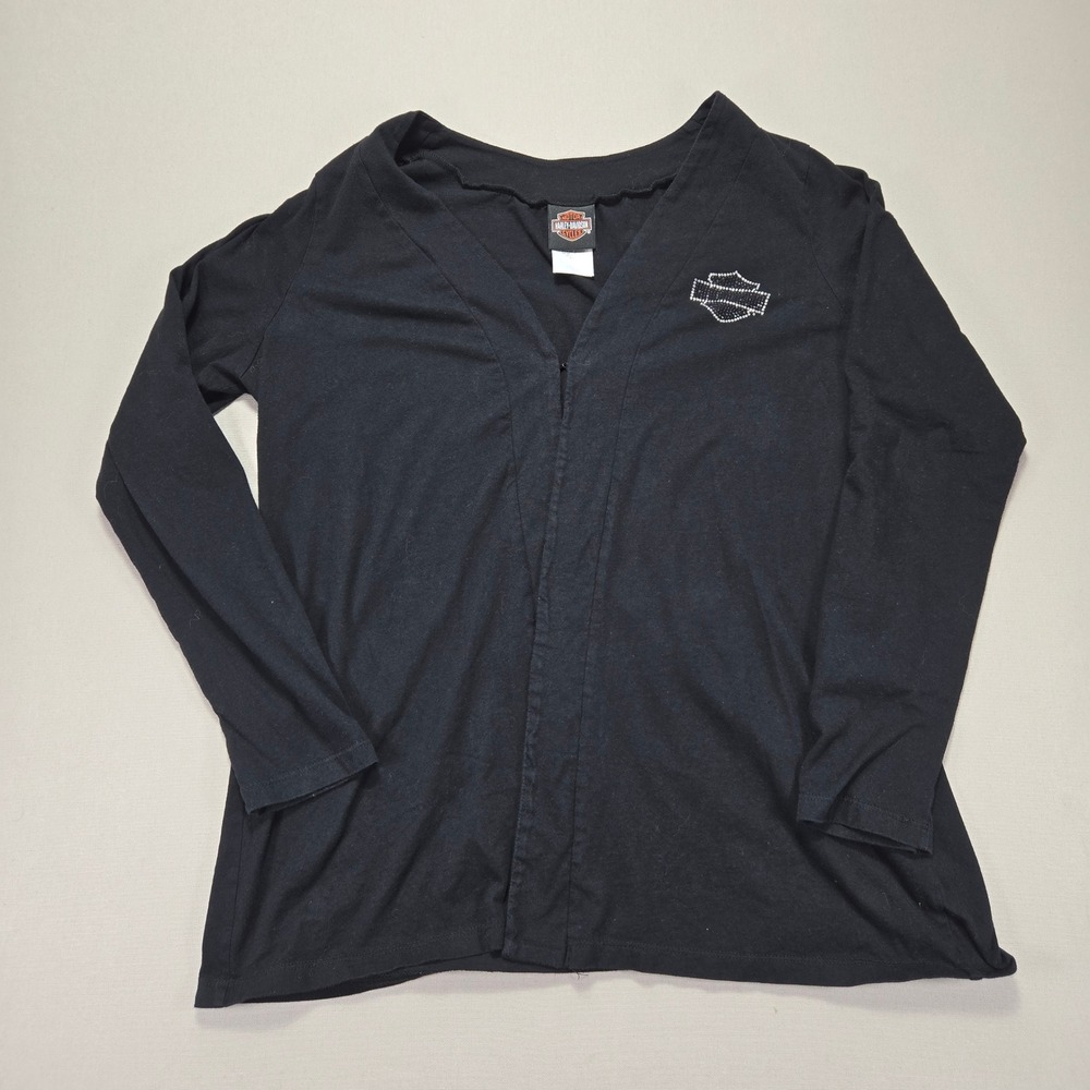 Harley Davidson Cardigan Maui Hawaii‎ Rhinestone Embellished Long Sleeve Top XL